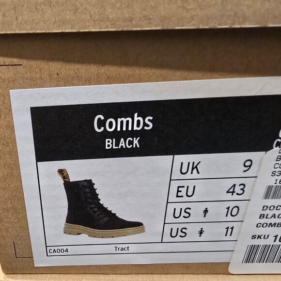 Dr. Martens Combs Boots Black Canvas 30826001 Black / Green Hi Mens Size 10 US - Picture 13 of 16
